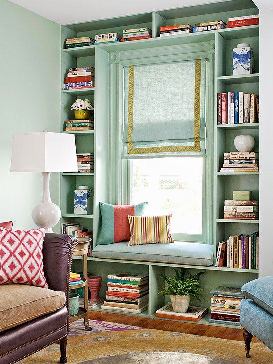 mint bookcase window