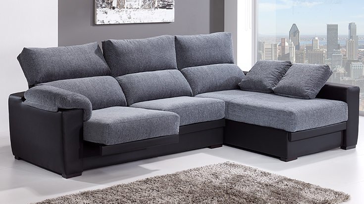 Grey sofa with chaise