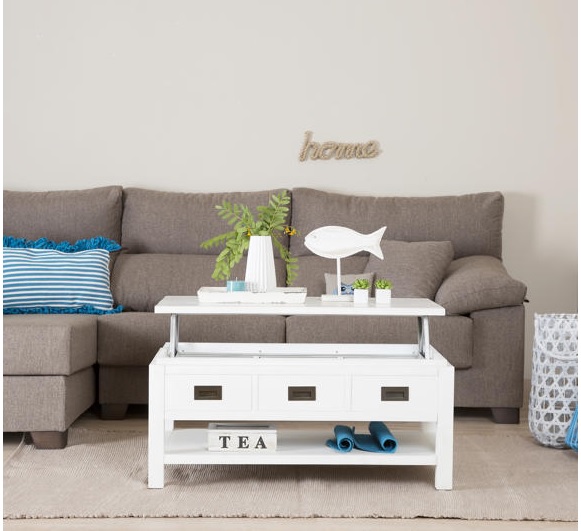 White lift top coffee table