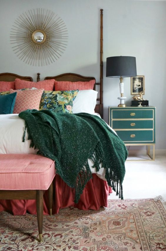 Emerald green bedroom decor