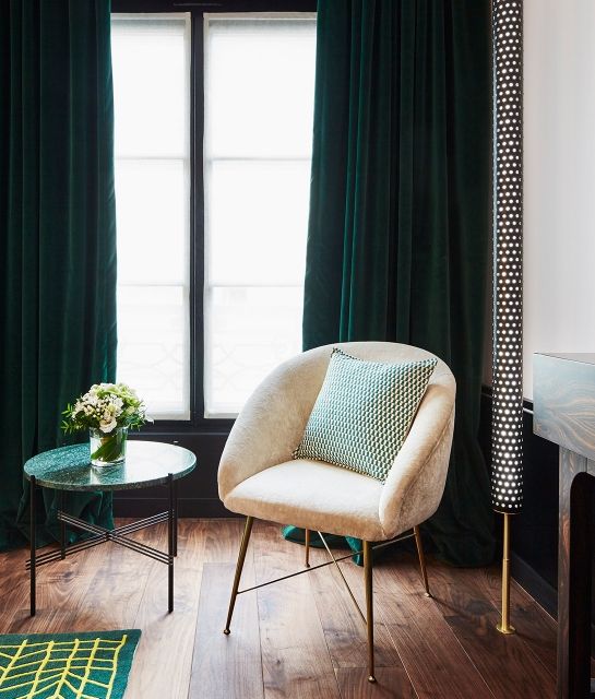 Emerald green curtains