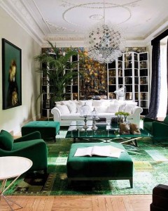 Emerald green classical sitting room