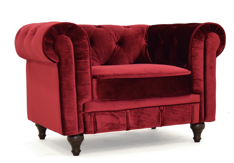 Chester inspired red velvet armchair