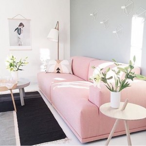 Blush pink statement sofa