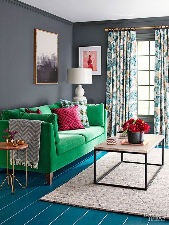 Green statement sofa