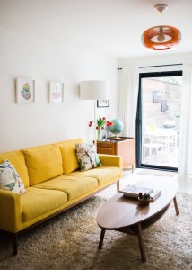 Yellow sofa retro style