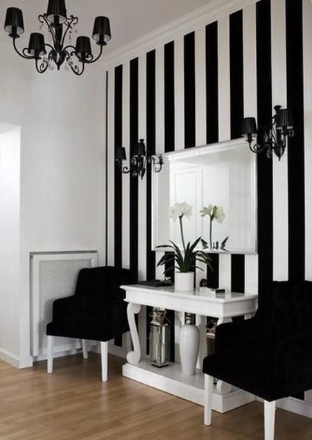 Black white striped wallpaper