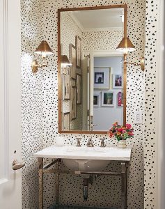 Modern glamour statement wallpaper bathroom with wallpaper