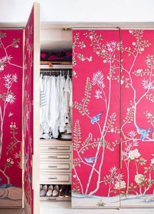 Chinoiserie wallpaper in closet makeover