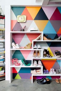 Wallpaper shoe rack