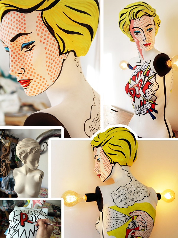 lichtenstein mannequin lamp by La Shenda Deco