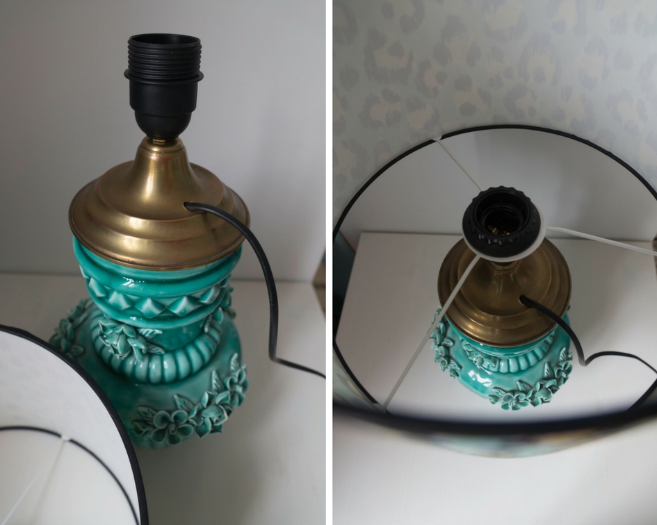 Manises turquoise vase turned lamp