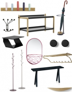 Scandinavian Design Center entryway furniture and accessories collage