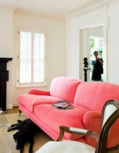 Coral pink sofa