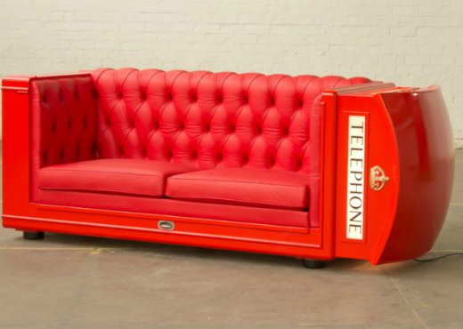 Old telephone booth turned into sofa