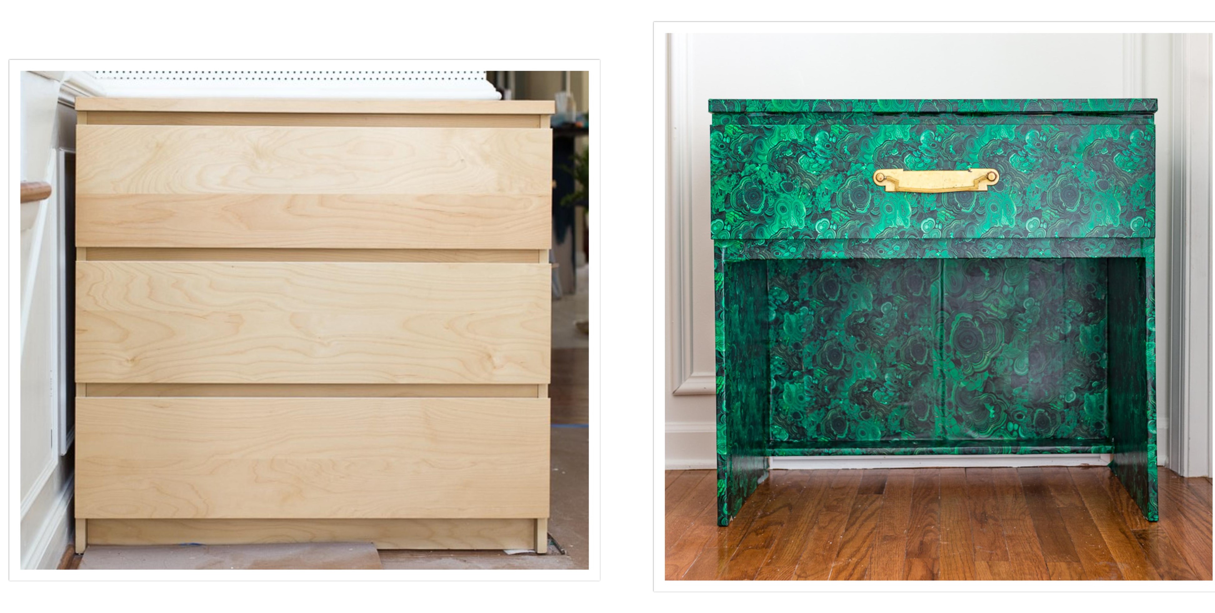 IKEA dresser becomes a malachite console table