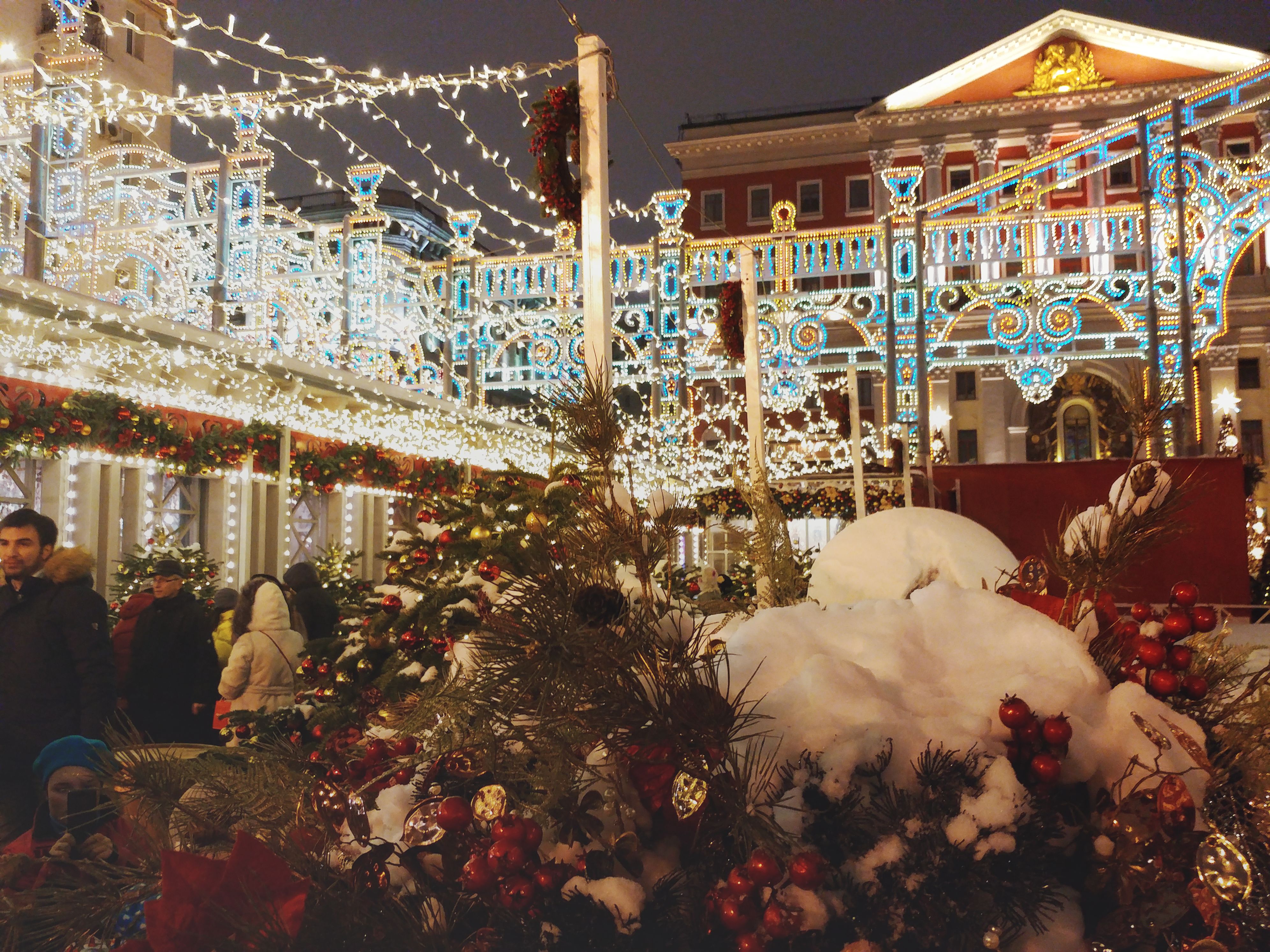Christmas lights on Tverskaya square, Moscow