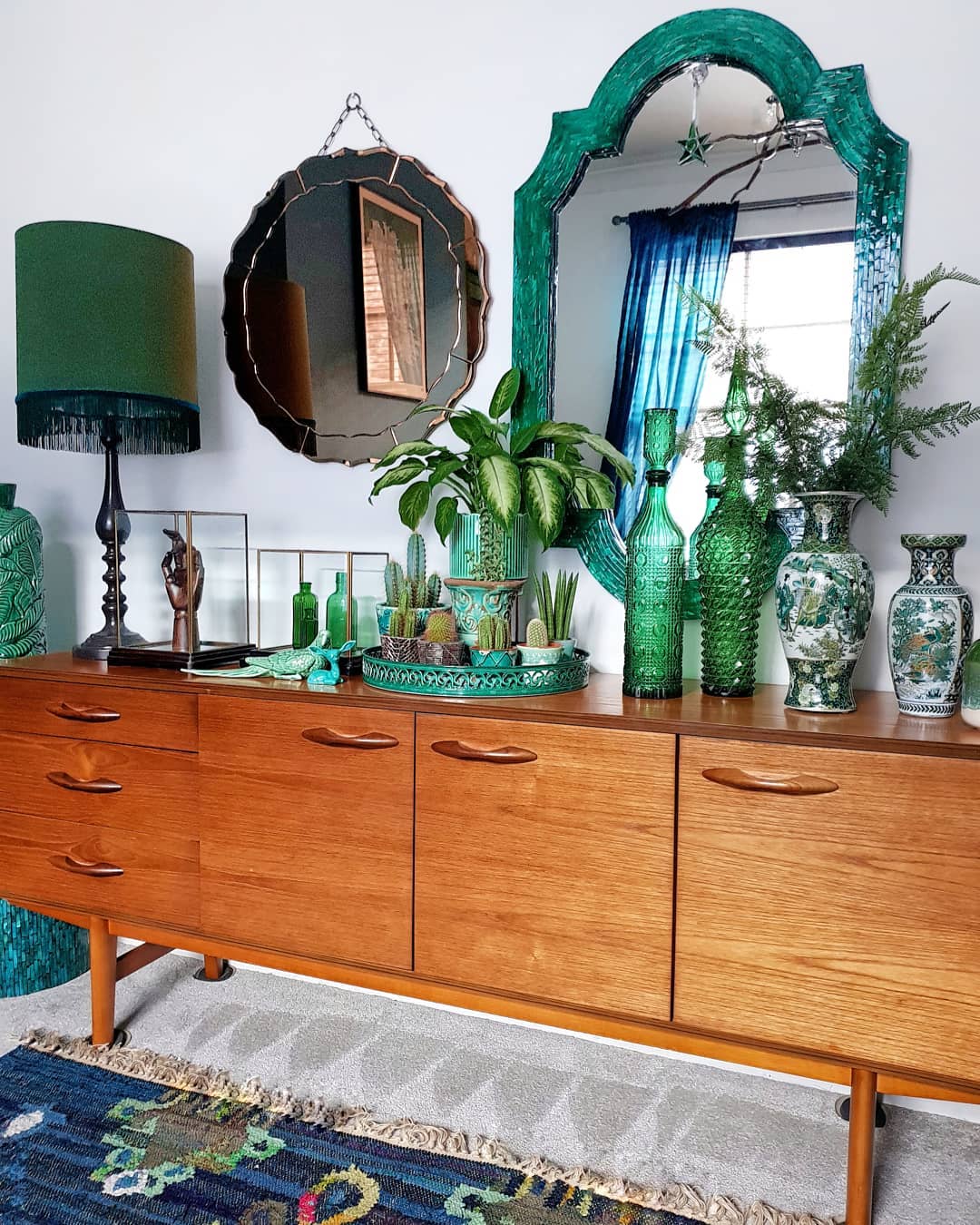 @lorriecos mid-century credenza with green decor