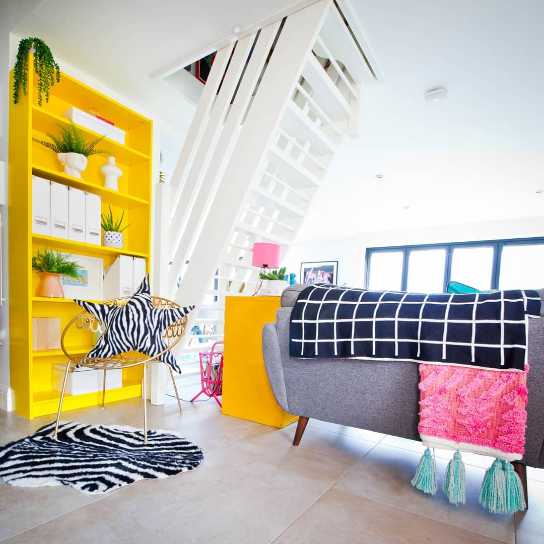 Bright yellow bookcase