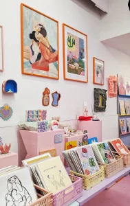 Eclectic dopamine wall art and decor in Leopardo Leopardi concept store in Barcelona